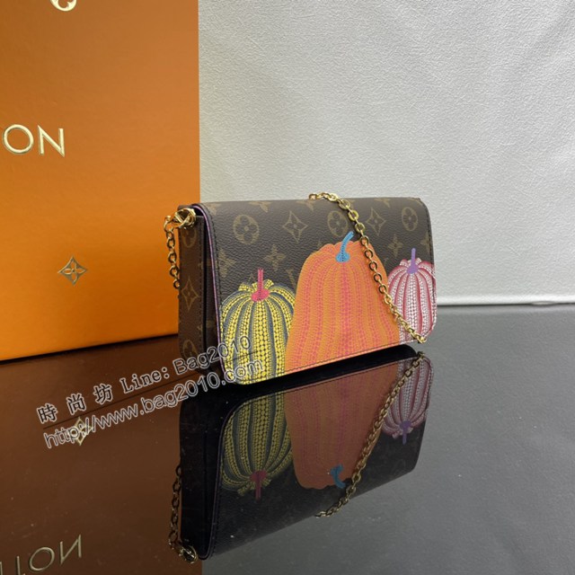 Lv路易威登2023專櫃新款Pochette Félicie鏈條包 LV草間彌生南瓜鏈條小挎包 M82108 ydh5041